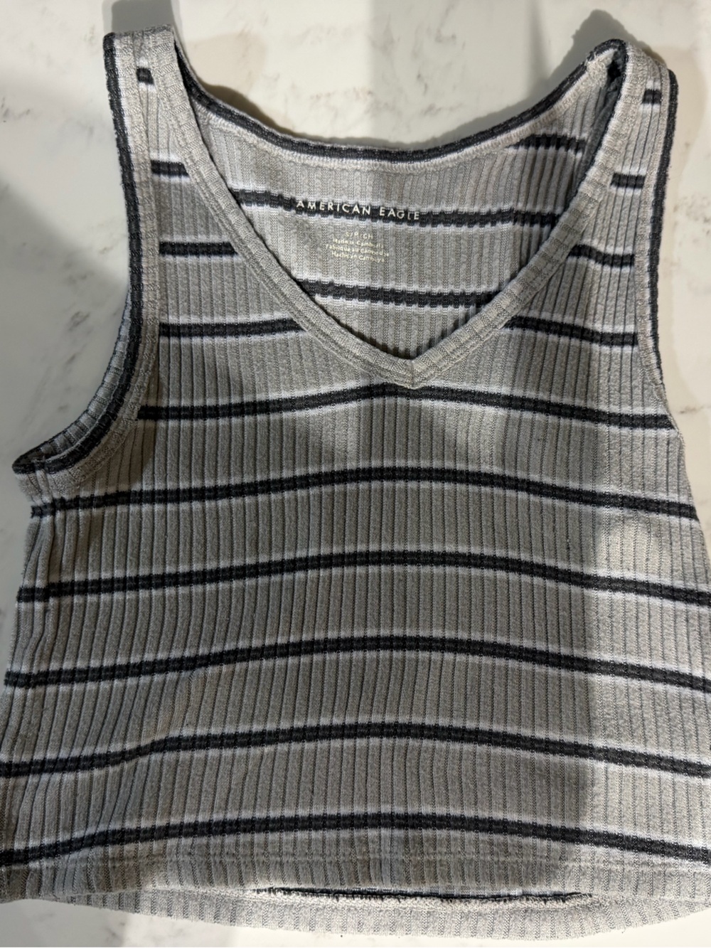 American Eagle Outfitters Ribbed Striped Tank - Gray & Black